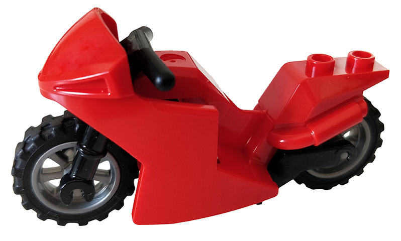 Motorcycle Sport Bike with Black Frame, Flat Silver Wheels and Black Handlebars