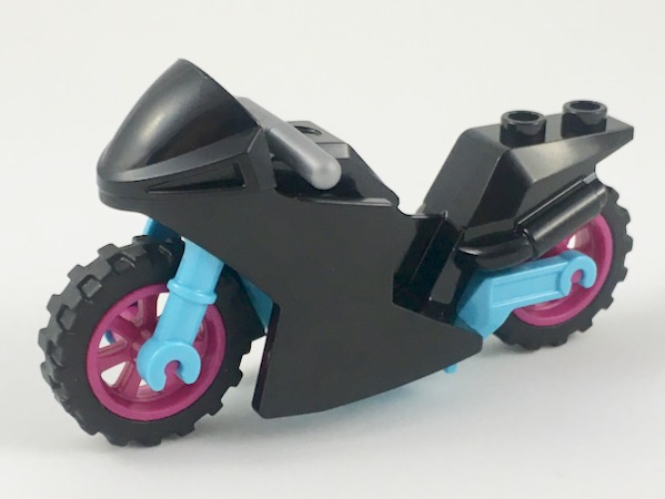 Motorcycle Sport Bike with Medium Azure Frame, Magenta Wheels and Flat Silver Handlebars