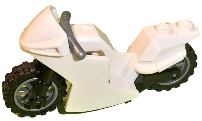 Motorcycle Sport Bike with Black Frame, Flat Silver Wheels and Handlebars