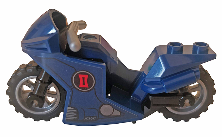 Motorcycle Sport Bike with Black Frame, Flat Silver Wheels and Handlebars with Red Black Widow Logo Pattern on Both Sides (Stickers) - Set 76162