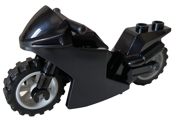 Motorcycle Sport Bike with Black Frame, Light Bluish Gray Wheels and Black Handlebars
