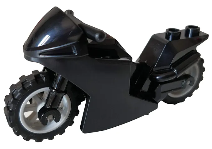 Motorcycle Sport Bike with Black Frame, Light Bluish Gray Wheels and Black Handlebars