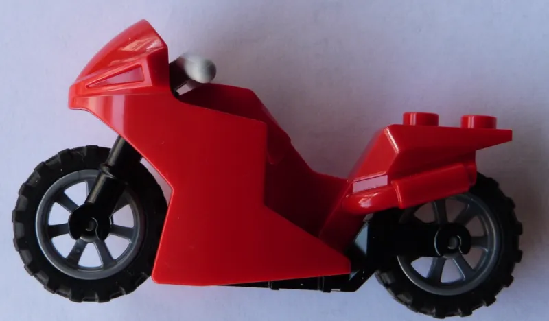 Motorcycle Sport Bike with Black Frame, Flat Silver Wheels and Light Bluish Gray Handlebars