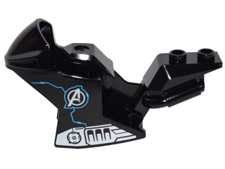 Motorcycle Fairing, Racing (Sport) Bike with Silver Vents, Dark Azure Lines and White Avengers Logo Pattern on Both Sides (Stickers) - Set 76050