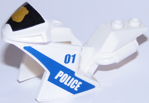 Motorcycle Fairing, Racing (Sport) Bike with Black Windshield with Gold Badge with '01' and 'POLICE' Pattern on Both Sides (Stickers) - Set 60137