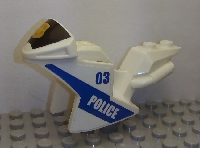 Motorcycle Fairing, Racing (Sport) Bike with Black Windshield with Gold Badge with '03' and 'POLICE' Pattern on Both Sides (Stickers) - Set 60139