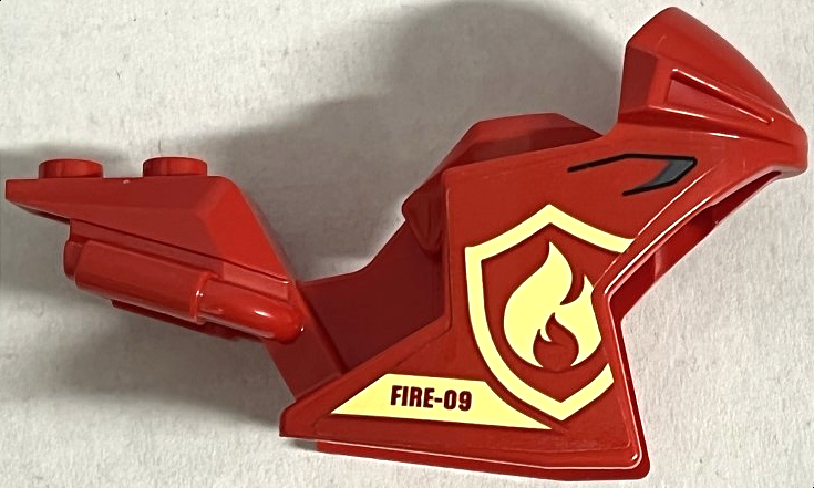 Motorcycle Fairing, Racing (Sport) Bike with 'FIRE-09' and Bright Light Yellow Fire Logo Badge Pattern on Both Sides (Stickers) - Set 60216