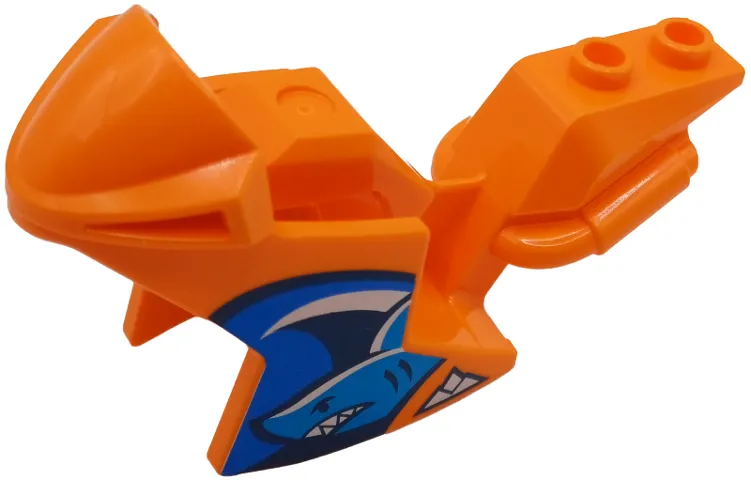 Motorcycle Fairing, Racing (Sport) Bike with Dark Azure, Dark Blue and White Shark and Wave on Blue Background Pattern on Both Sides