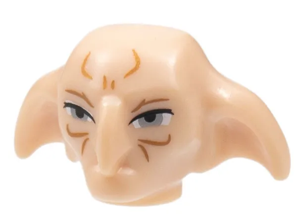 Minifigure, Head, Modified Kreacher with Dark Orange Contour Lines, Light Bluish Gray Eyes Pattern