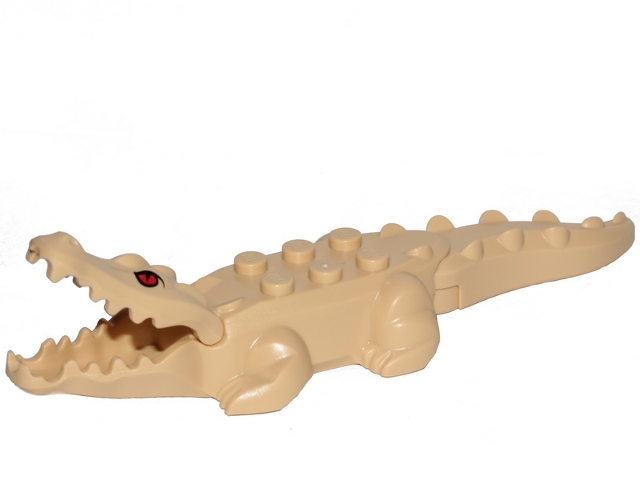 Alligator / Crocodile with 20 Teeth with Red Eyes Pattern with Blue Technic, Pin 1/2