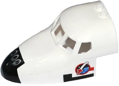 Aircraft Fuselage Forward Top Curved 6 x 10 x 4 with 5 Window Panes with Shuttle Nose Pattern and Space Logo on Transparent Background on Both Sides (Stickers) - Set 60078