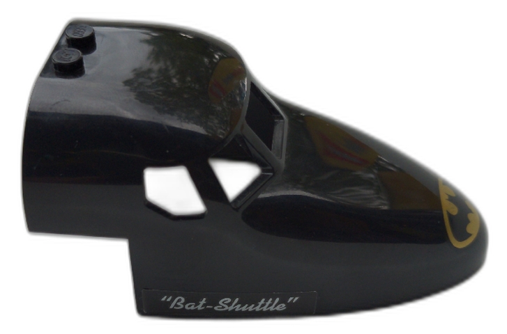Aircraft Fuselage Forward Top Curved 6 x 10 x 4 with 5 Window Panes with Batman Logo and 'Bat-Shuttle' Pattern on Both Sides (Stickers) - Set 70923