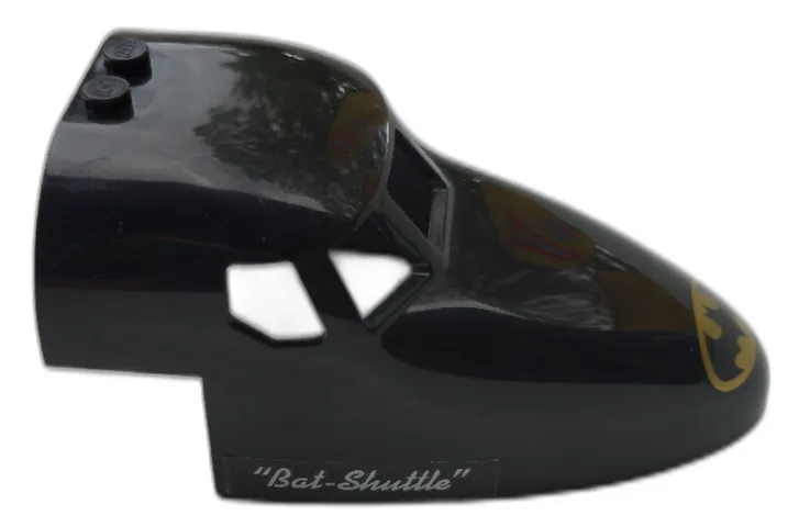 Aircraft Fuselage Forward Top Curved 6 x 10 x 4 with 5 Window Panes with Batman Logo and 'Bat-Shuttle' Pattern on Both Sides (Stickers) - Set 70923