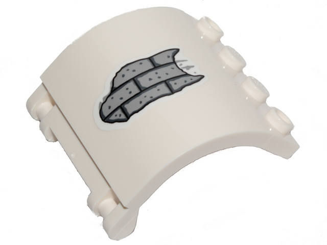 Panel 3 x 4 x 3 Curved with Double Clip Hinge with Light Bluish Gray Bricks and Stains Pattern Model Left Side (Sticker) - Set 70431