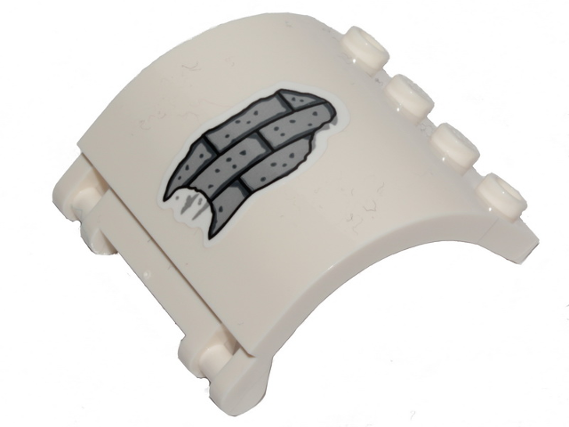 Panel 3 x 4 x 3 Curved with Double Clip Hinge with Light Bluish Gray Bricks and Stains Pattern Model Right Side (Sticker) - Set 70431