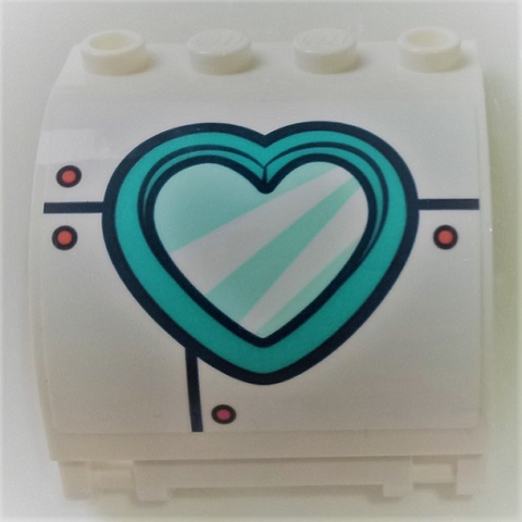Panel 3 x 4 x 3 Curved with Double Clip Hinge with Dark Turquoise Heart Porthole Pattern (Sticker) - Set 41378