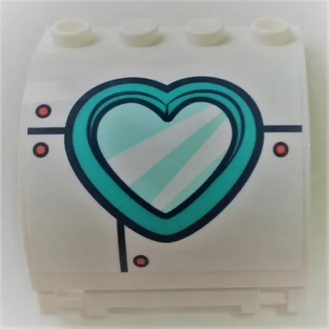 Panel 3 x 4 x 3 Curved with Double Clip Hinge with Dark Turquoise Heart Porthole Pattern (Sticker) - Set 41378