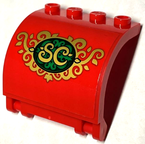 Panel 3 x 4 x 3 Curved with Double Clip Hinge with Gold 'SC' and Scrollwork Pattern (Sticker) - Set 40499