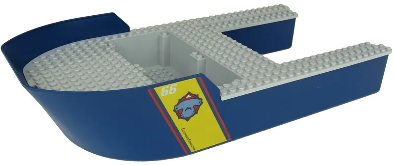 Boat, Hull Giant Bow 40 x 20 x 7 with Light Bluish Gray Top with '66' and Hammerhead Shark Head Pattern on Both Sides (Stickers) - Set 60266