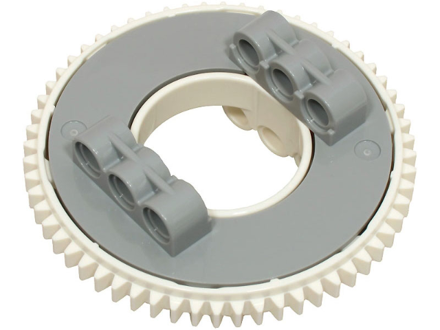 Technic Turntable 60 Tooth with White Top with Straight Teeth (18939 / 88738)