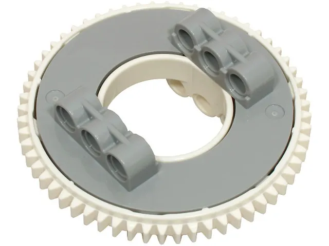 Technic Turntable 60 Tooth with White Top with Straight Teeth (18939 / 88738)