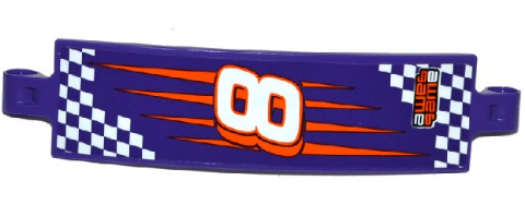 Technic, Panel Curved 3 x 13 with Number 8, 'game' and Dark Purple and White Checkered Vertical Pattern (Sticker) - Set 42048