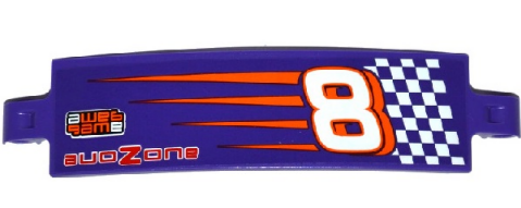 Technic, Panel Curved 3 x 13 with Number 8, 'game', 'Zone' and Dark Purple and White Checkered Pattern Model Right Side (Sticker) - Set 42048
