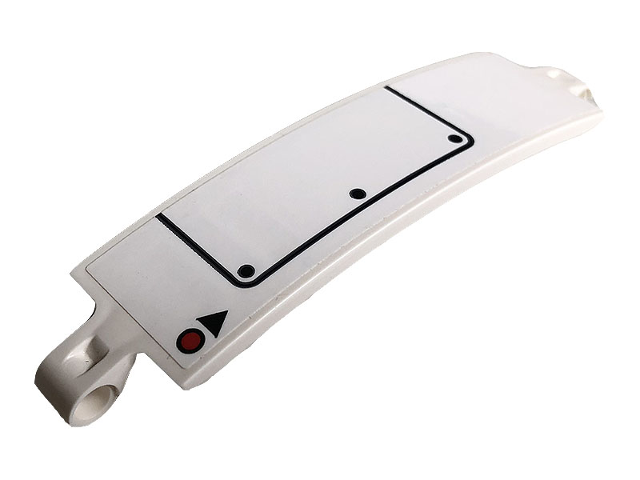 Technic, Panel Curved 3 x 13 with Small Red Dot and Black Triangle, 5 Dots and Access Hatch Line on White Background Pattern (Sticker) - Set 42096