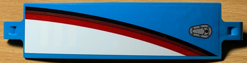 Technic, Panel Curved 3 x 13 with Hood Closing and White, Red, Dark Red and Black Curved Lines Pattern Model Left Side (Sticker) - Set 42077