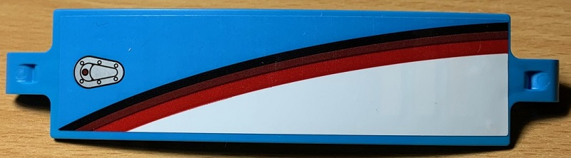 Technic, Panel Curved 3 x 13 with Hood Closing and White, Red, Dark Red and Black Curved Lines Pattern Model Right Side (Sticker) - Set 42077