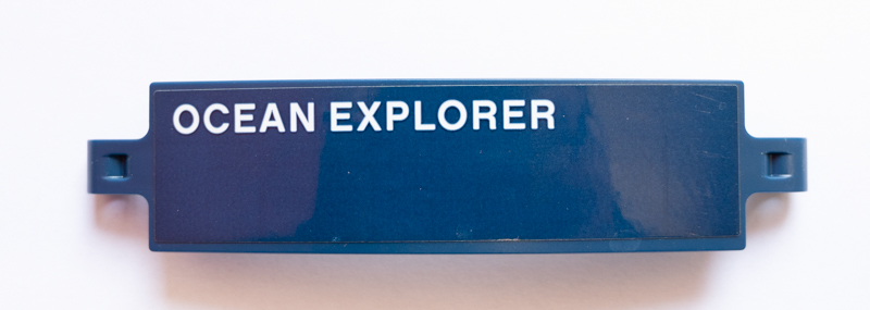 Technic, Panel Curved 3 x 13 with White 'OCEAN EXPLORER' Pattern Model Left Side (Sticker) - Set 42064