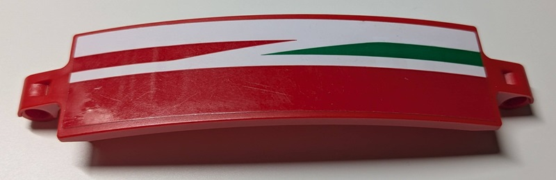 Technic, Panel Curved 3 x 13 with Green and Red Tapered Stripes on White Background Pattern Model Right Side (Sticker) - Set 42125