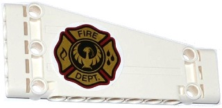 Technic, Panel Plate 5 x 11 x 1 Tapered with Gold FIRE DEPT. with Phoenix Logo Pattern Model Right Side (Sticker) - Set 42040
