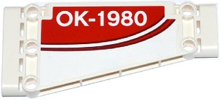 Technic, Panel Plate 5 x 11 x 1 Tapered with Red Stripe and 'OK-1980' on Red Background Pattern Model Left Side (Sticker) - Set 42040