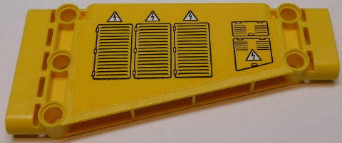 Technic, Panel Plate 5 x 11 x 1 Tapered with Air Outlet Grilles, Hatches and Electricity Danger Signs Pattern Model Left Side (Sticker) - Set 42055
