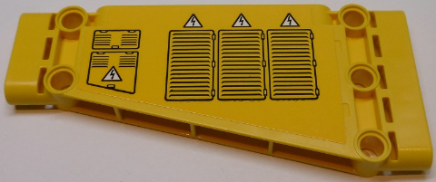 Technic, Panel Plate 5 x 11 x 1 Tapered with Air Outlet Grilles, Hatches and Electricity Danger Signs Pattern Model Right Side (Sticker) - Set 42055