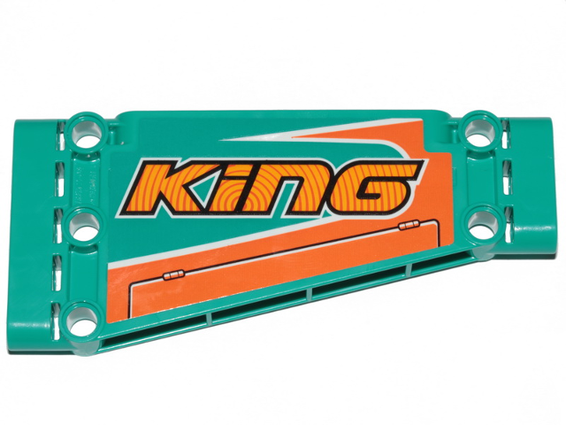 Technic, Panel Plate 5 x 11 x 1 Tapered with Orange Stripes and 'KiNG' Pattern Model Right Side (Sticker) - Set 42117