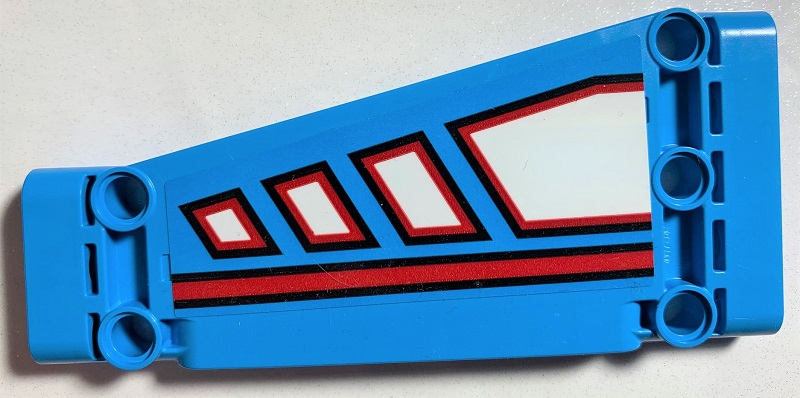 Technic, Panel Plate 5 x 11 x 1 Tapered with Red Line and White Polygons Outlined in Red Pattern Model Left Side (Sticker) - Set 42070