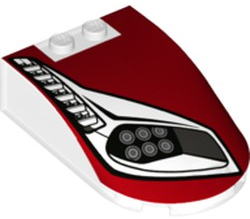 Windscreen 6 x 4 x 1 1/3 Canopy Straight Sides with Headlights, Vents and Red Pattern Model Right Side