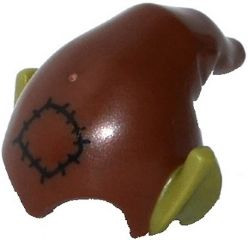 Minifigure, Headgear Hat, Elf Drooping with Molded Olive Green Pointed Ears and Printed Patch Pattern