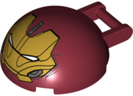 Windscreen 4 x 4 x 1 2/3 Canopy Dome Half Sphere with Bar Handle with Gold Hulkbuster Face with Dark Bluish Gray Cheeks and Forehead Panel Pattern