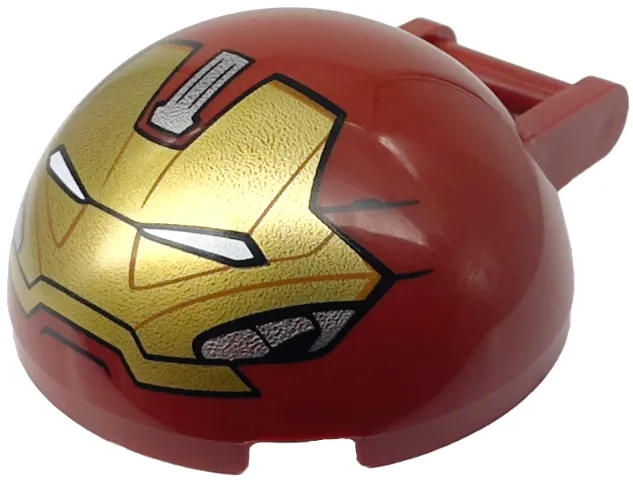 Windscreen 4 x 4 x 1 2/3 Canopy Dome Half Sphere with Bar Handle with Gold Hulkbuster Face with Silver Cheeks and Forehead Panel Pattern