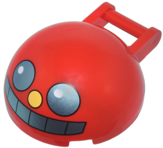 Windscreen 4 x 4 x 1 2/3 Canopy Dome Half Sphere with Bar Handle with Metallic Light Blue Eyes and Mouth and Yellow Nose Pattern (Sonic the Hedgehog Egg Pawn Face)