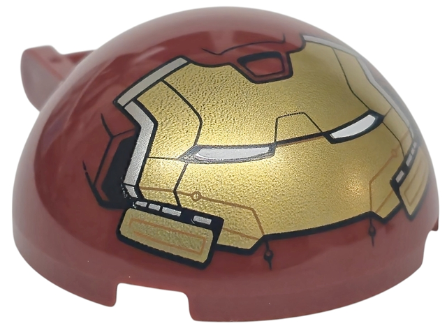 Windscreen 4 x 4 x 1 2/3 Canopy Dome Half Sphere with Bar Handle with Gold Hulkbuster Face with Cheeks and Silver Side Panels Pattern