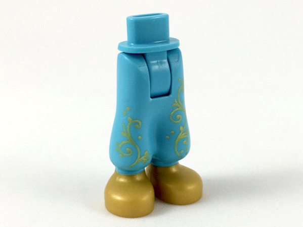 Mini Doll Hips and Trousers Baggy with Molded Pearl Gold Shoes and Printed Gold Filigree Pattern - Thick Hinge