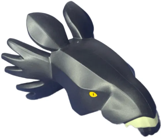 Creature Head, Avatar Thanator with Bright Light Orange Eyes and Dark Tan Gum Pattern