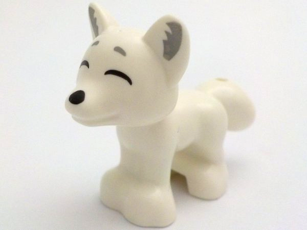 Fox, Friends Style with Black Nose and Closed Eyes, Flat Silver Eyebrows and Ears Pattern