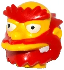 Minifigure, Head, Modified Simpsons Groundskeeper Willie with Red Beard, Eyebrows and Hair Pattern