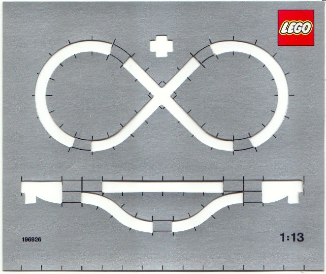 Paper Cardboard Train Track Layout Template 1:13 Scale for 4.5V & 12V, 159mm x 134mm, with Lego logo