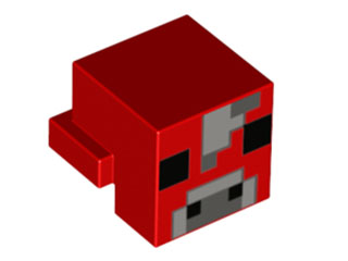 Creature Head Pixelated with Light Bluish Gray, Dark Bluish Gray and Black Face Pattern (Minecraft Mooshroom) (Undetermined Type)